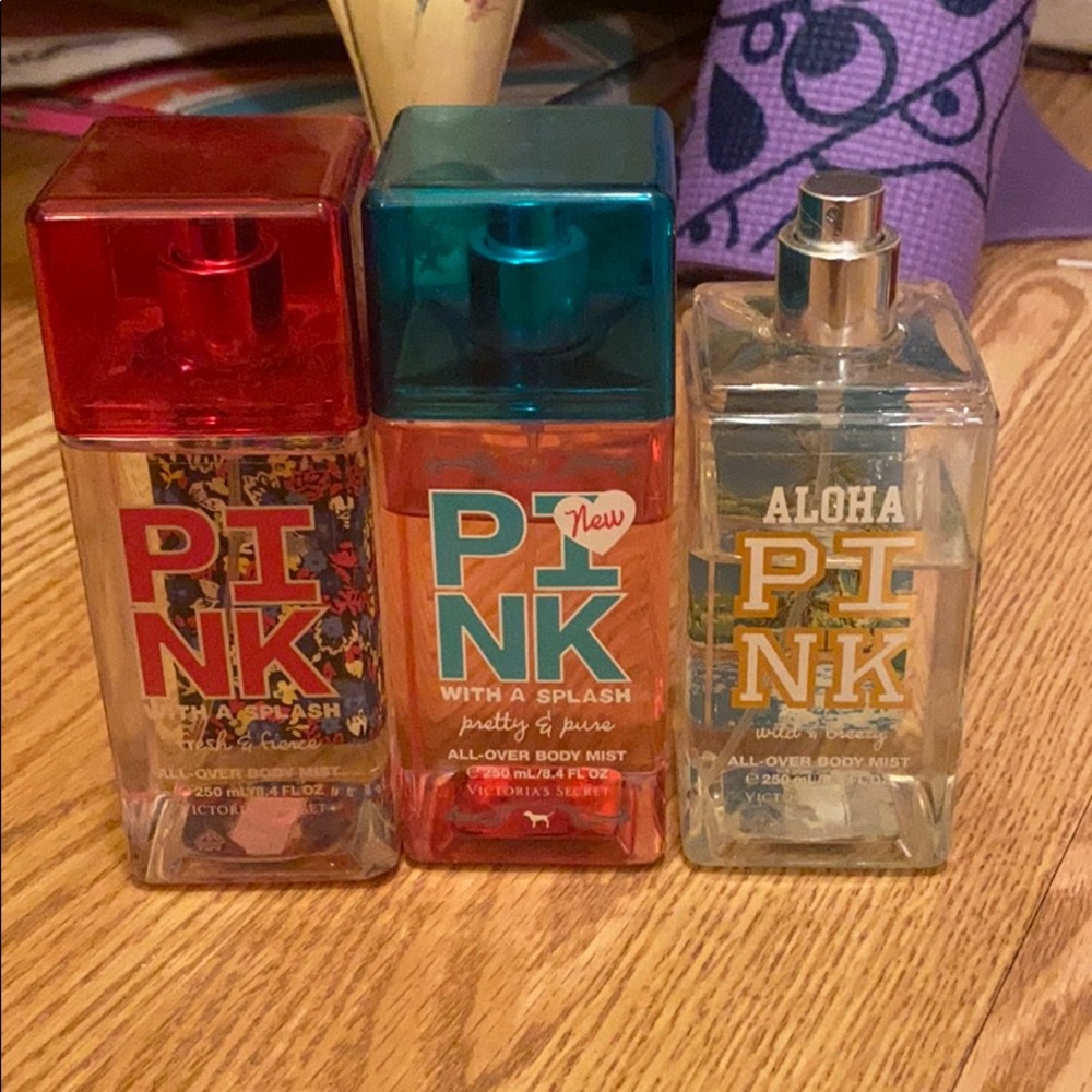 3 pink body mists